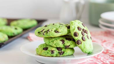Plate of green chocolate mint cookies