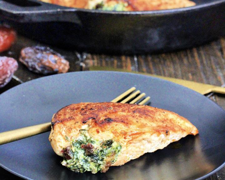 Stuffed Chicken Breast with California Dates, Spinach, and Herbed Ricotta
