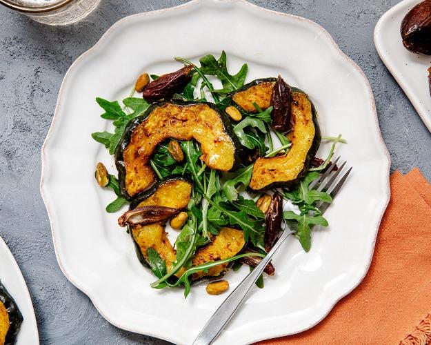 A salad with acorn squash with dates for diabetes friendly diet