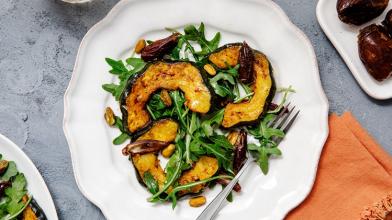 A salad with acorn squash with dates for diabetes friendly diet