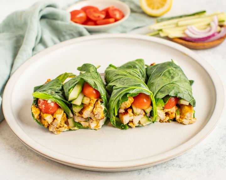 Chicken Shawarma Collard Wraps