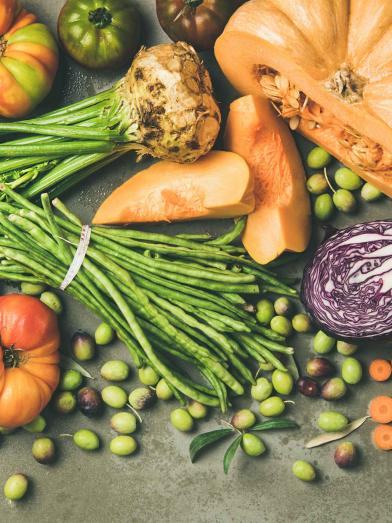 Array of fresh fall vegetables