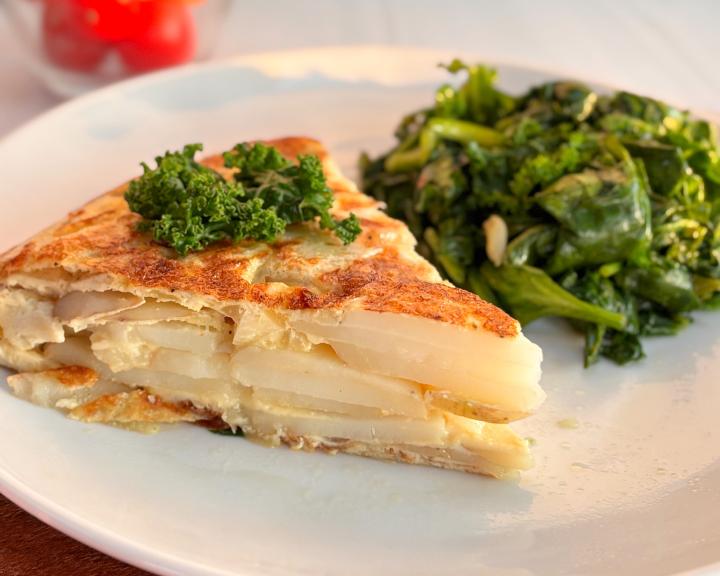 Spanish Breakfast “Tortilla” with Spinach and Kale