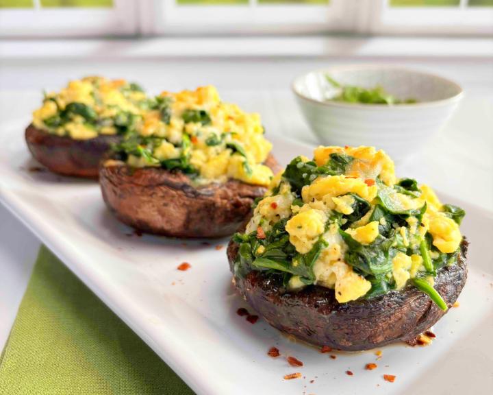 Spinach and Egg Stuffed Portobello Mushrooms