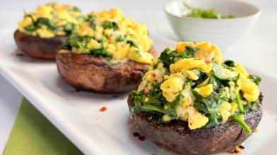 Spinach and Egg Stuffed Portobello Mushrooms