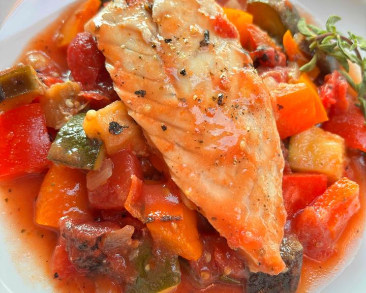 Baked Tilapia with Roasted Veggies