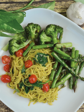 A plate of low carb veggie pasta for diabetic diets