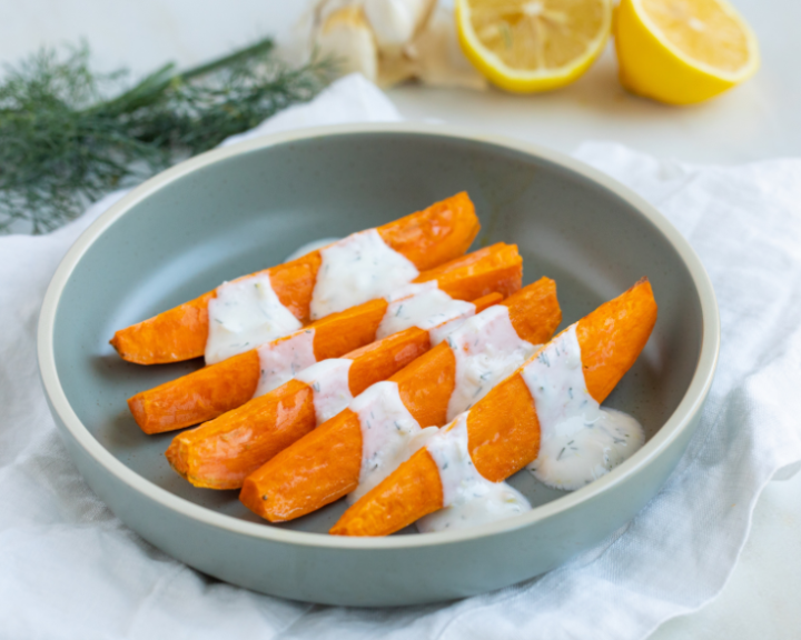 Roasted Sweet Potatoes with Lemon-Dill Yogurt Sauce